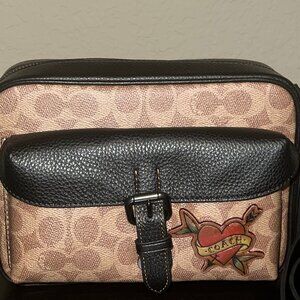 authentic COACH Warner Crossbody Signature Brown Bag